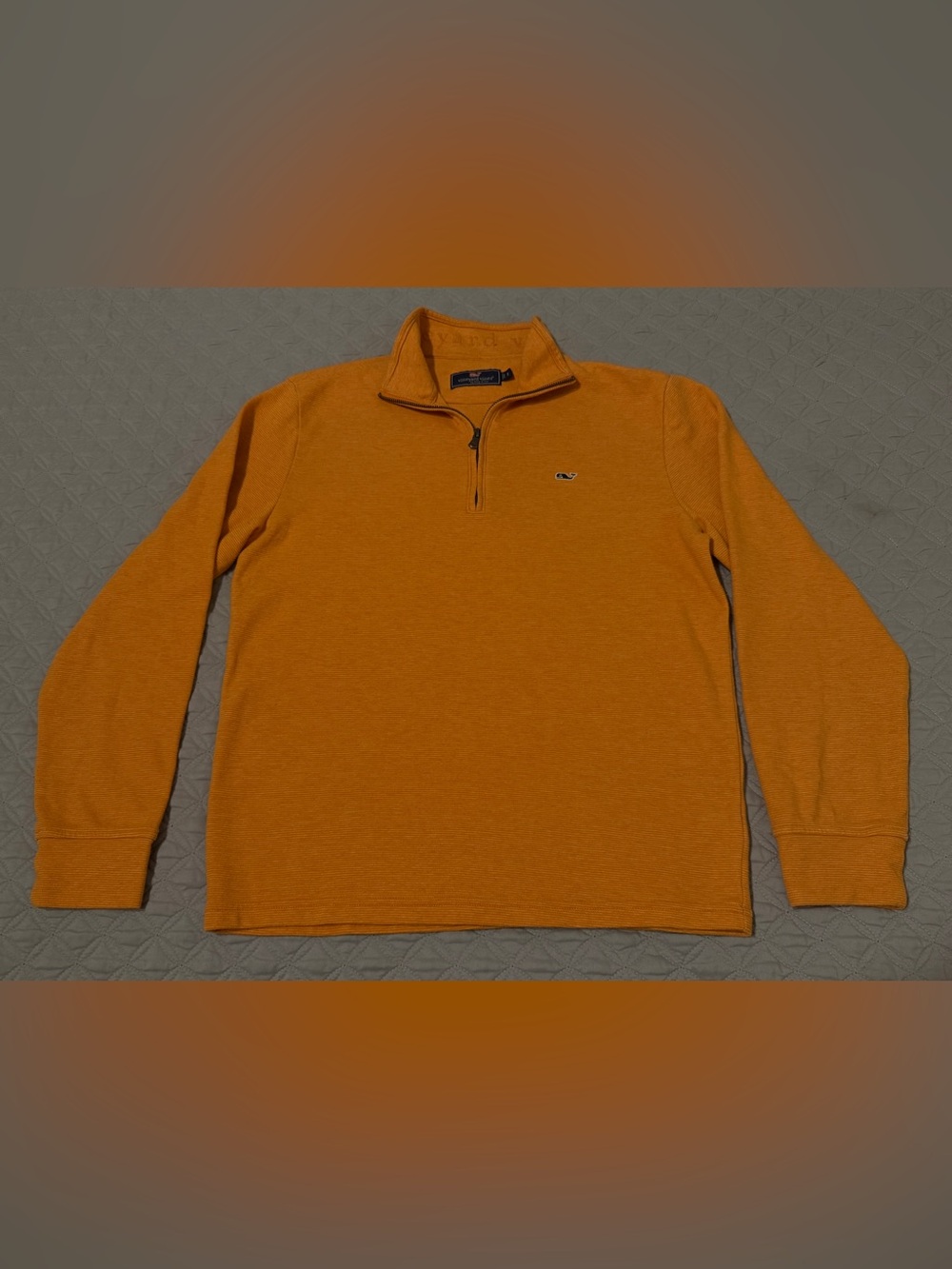 Vineyard Vines Mens Small Quarter Zip Pullover Sweatshirt Orange Saltwater Golf